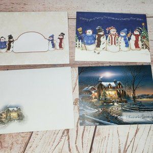 2 Snowman Holiday And Crown Thy Good Greeting Card